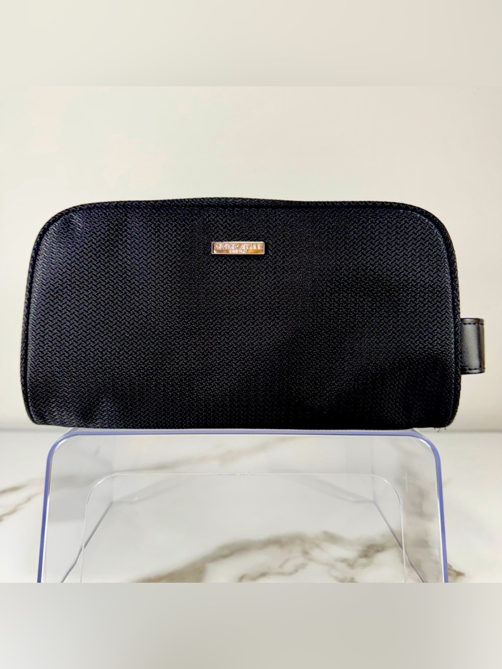 Giorgio Armani Black Textured Travel Pouch Toiletry Bag